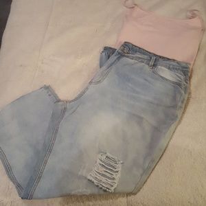 High rise ankle straight jeans